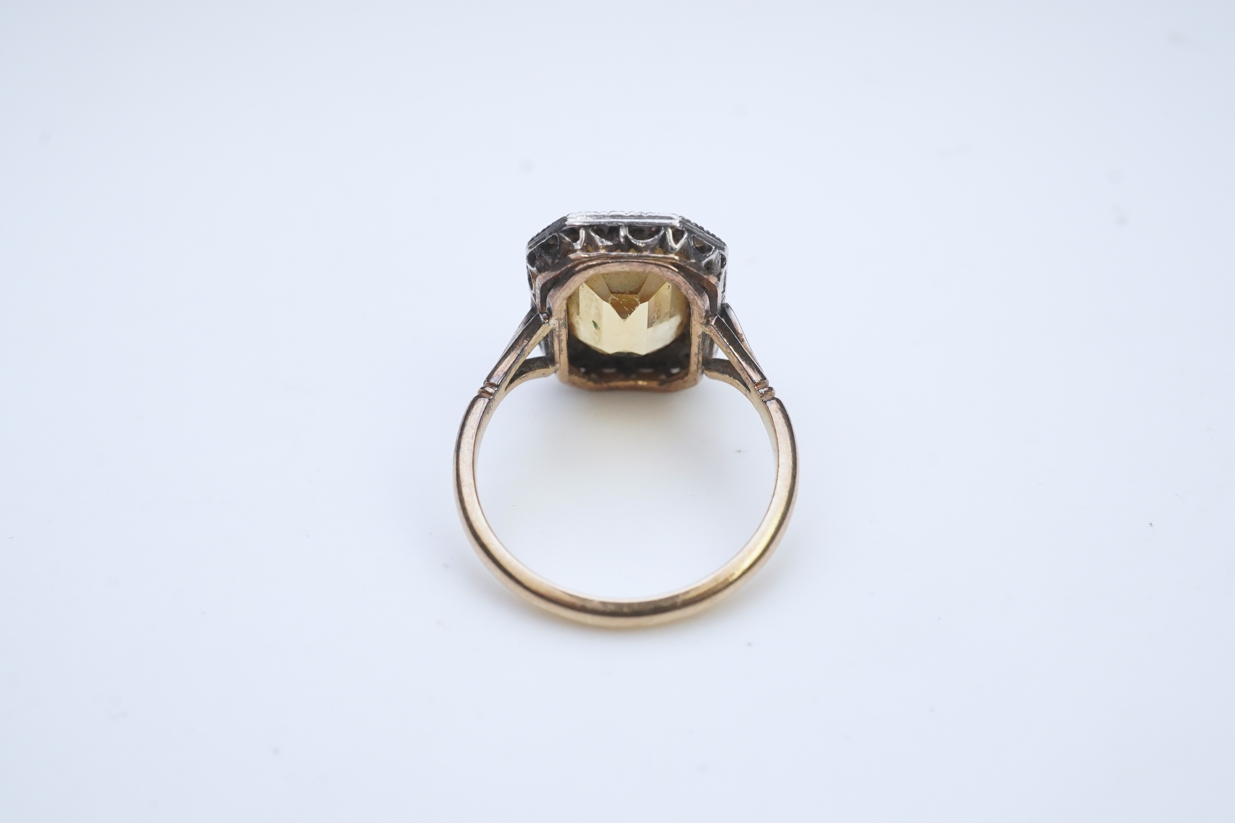 A citrine and diamond ring, early 20th century